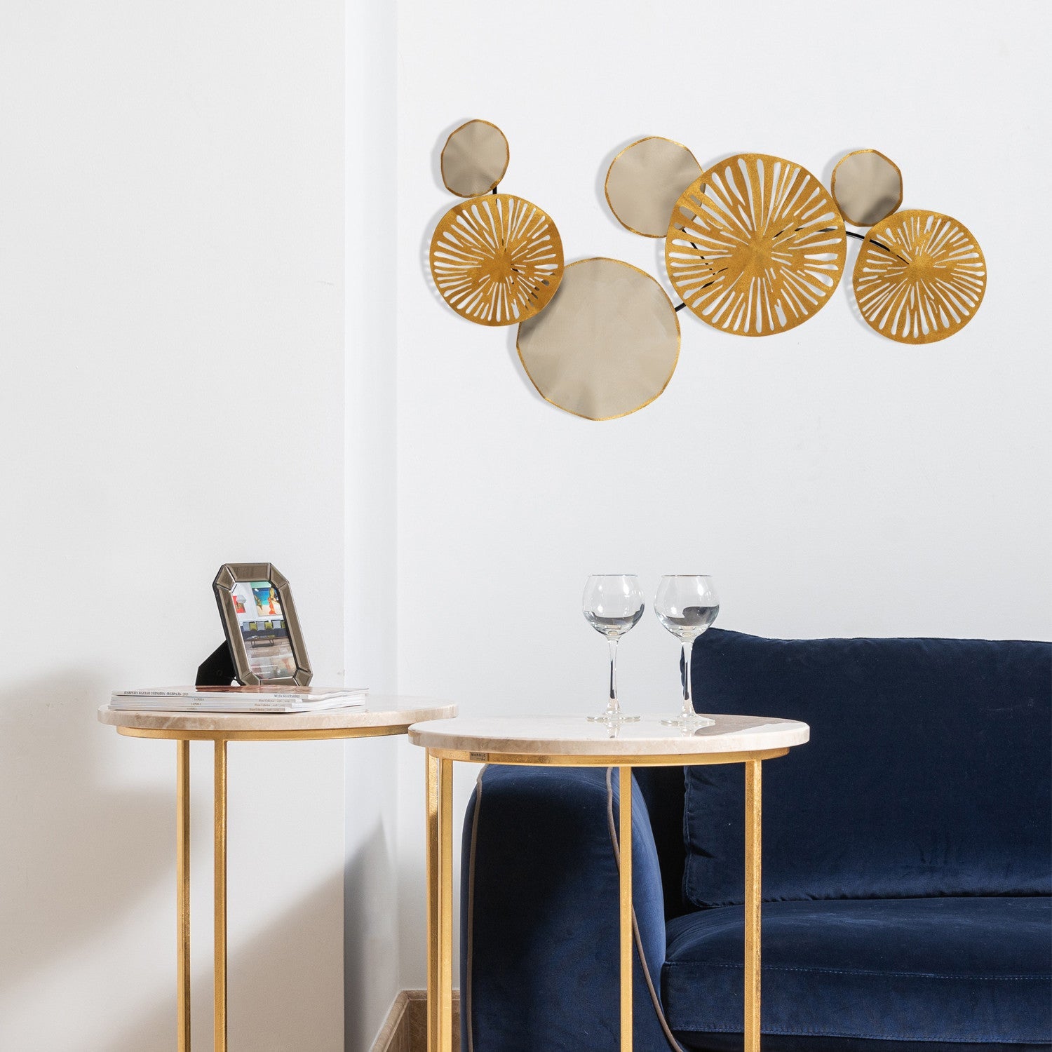 Decoratiune perete ASTRID-CH102-3, auriu/crem inchis, metal, 79x35 cm