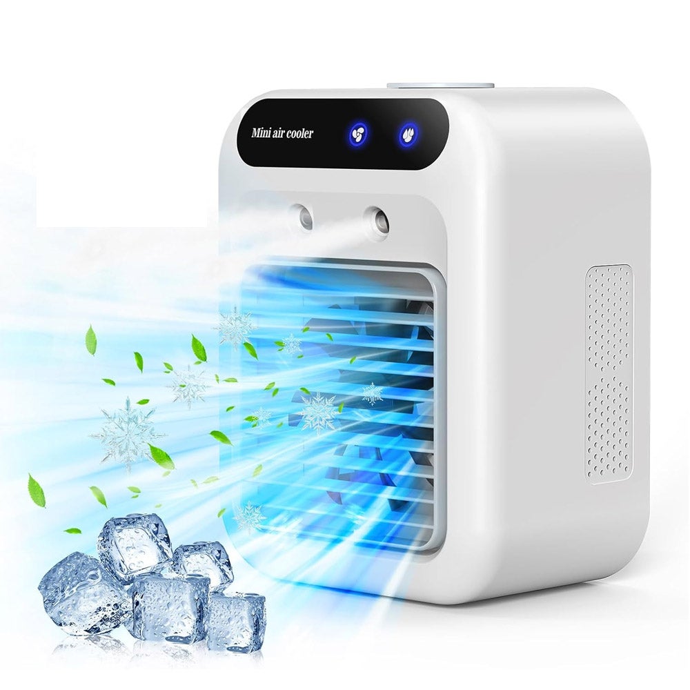 Miniaturowy, przenośny klimatyzator, 2 prędkości, ładowany przez USB, osobisty wentylator biurkowy z nawilżaczem powietrza do sypialni, biura itp.