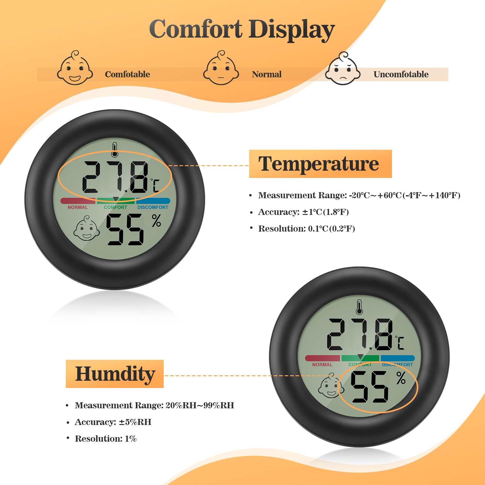 Thermomètre-hygromètre Numérique Intérieur – Station Météo Compacte, Température Et Humidité