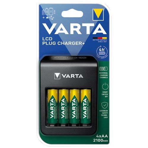 Chargeur fente unique AA, AAA, 9v, usb ecran lcd power 2100 VARTA