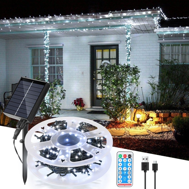 Guirnalda De Luces Solares De 50 Pies, Luces LED Impermeables Para Exteriores, Luces De Patio G40 Con 27 Bombillas E12 Inastillables, Luces Solares De 2700 K Para Decoración De Fiesta En