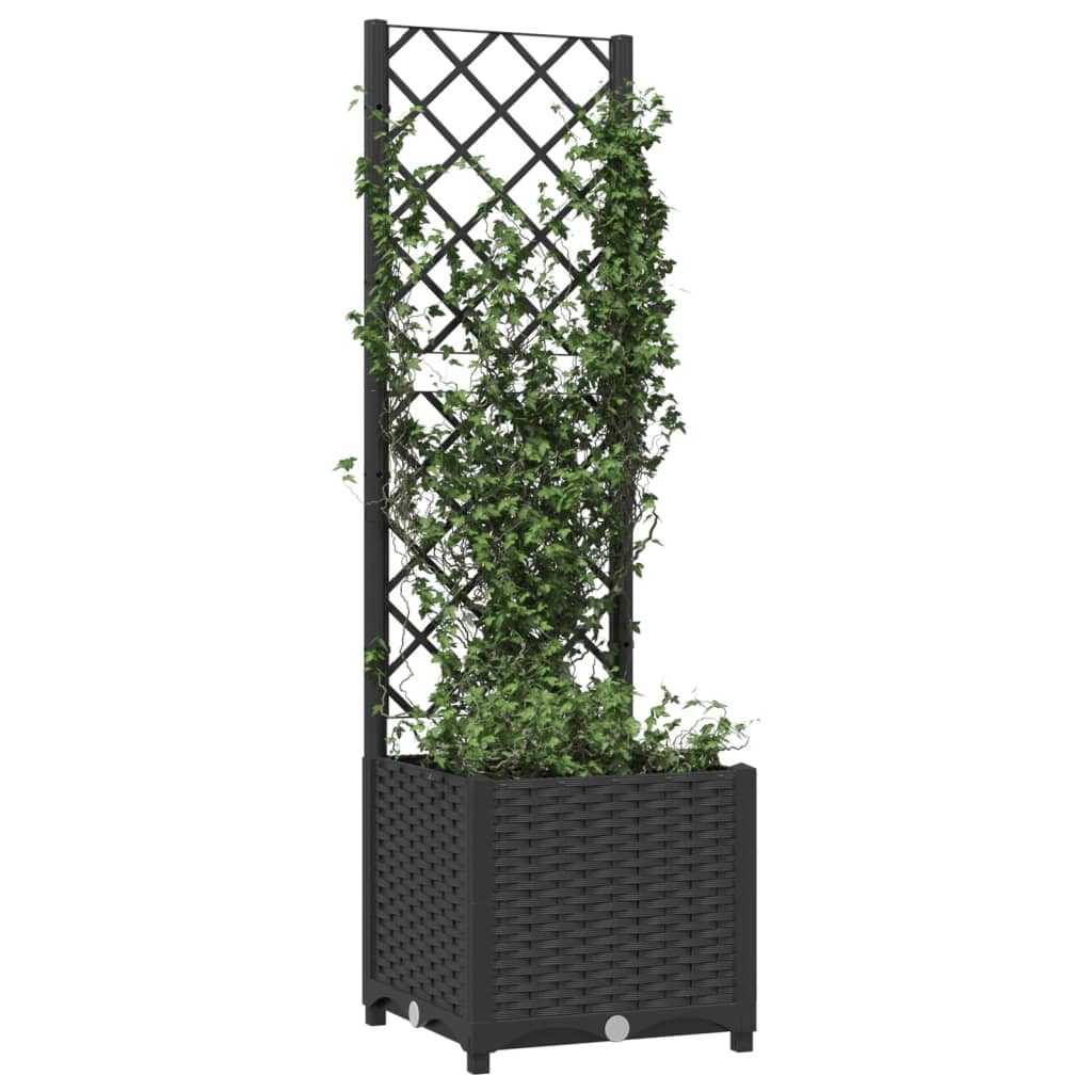 Maison Exclusive - Vaso de jardim com treliça preto 40x40x136 cm PP - 3