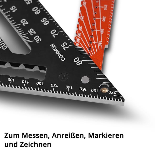 NICAVKIT Équerre Triangle Règle Angle 17cm & 30cm - Outil Charpentier Aluminium Noir
