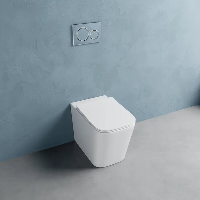 Cuvette à poser dos au mur en céramique blanche brillante avec siège à fermeture douce | Londres