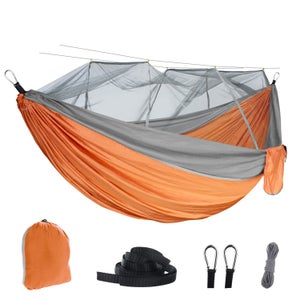 Grand hamac de Camping avec moustiquaire, Parachute escamotable pour 2