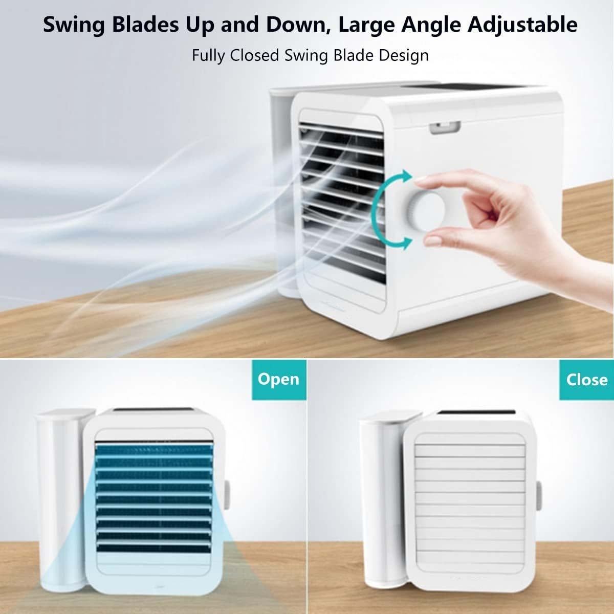 NICOLA Mini Ar Condicionado Portátil 3 em 1, Refrigerador Evaporativo, Humidificador e Purificador, Depósito 1000 ml, Ventoinha USB de Mesa - 5