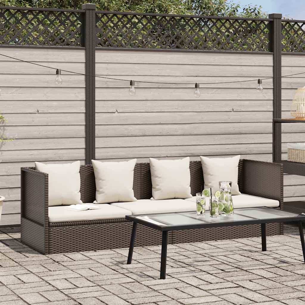 Sofa ogrodowa z poduszkami, polirattan, brązowa vidaXL