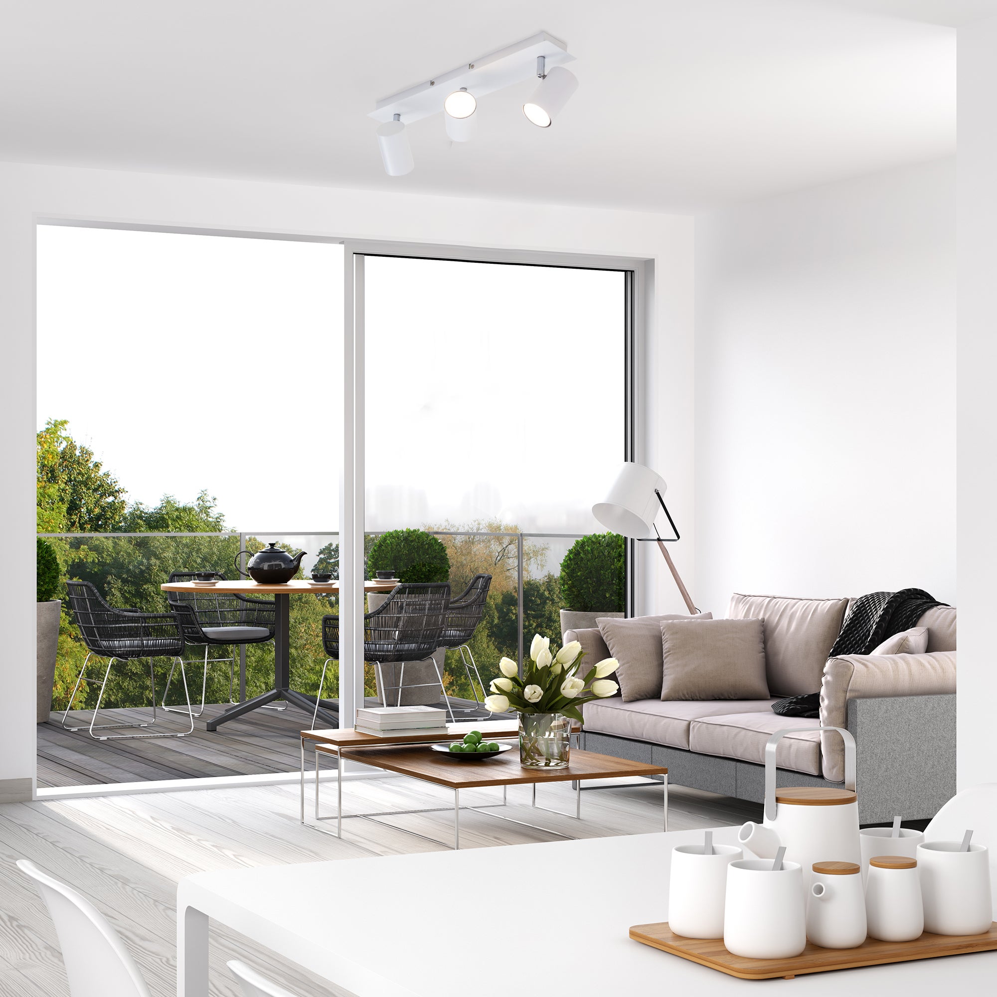 Spot LED 3-flammes - IP20 - 450x80x123mm - GU10 max. 40W - blanc - orientable - Briloner - 7