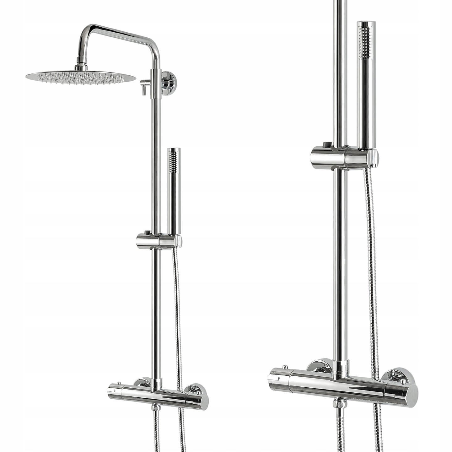 ZESTAW NATRYSKOWY BATERIA KOLUMNA PRYSZNICOWA Z TERMOSTATEM CHROM 25cm INEA