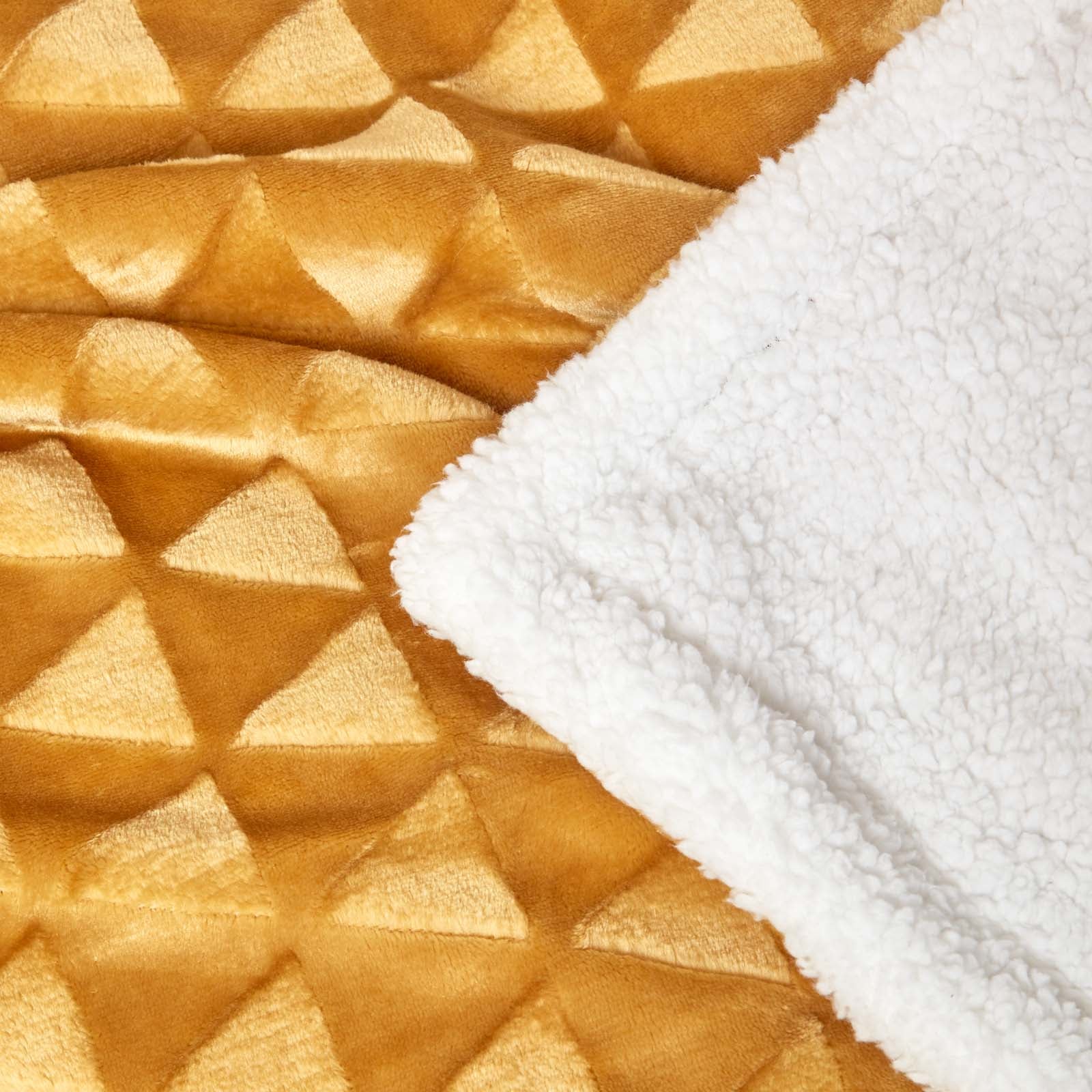 Homescapes Plaid polaire Jaune et revers sherpa, 200 x 230 cm - 5