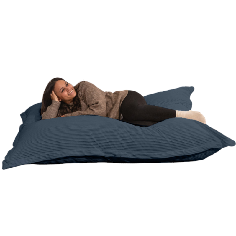 Pouf velours côtelé déhoussable BANANAIR 180 x 140 cm bleu nuit - 2