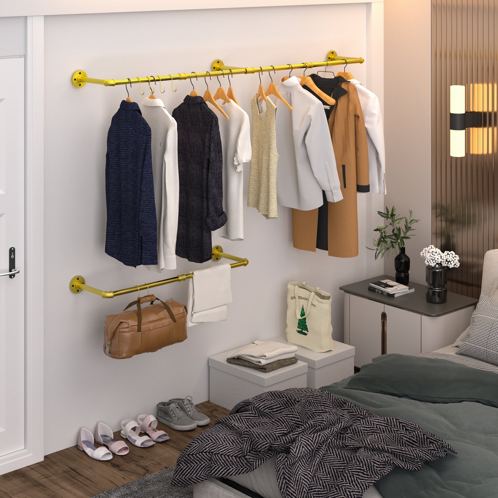 Barre de Penderie Doré Extensible en Métal l.90/135/180cm - 3