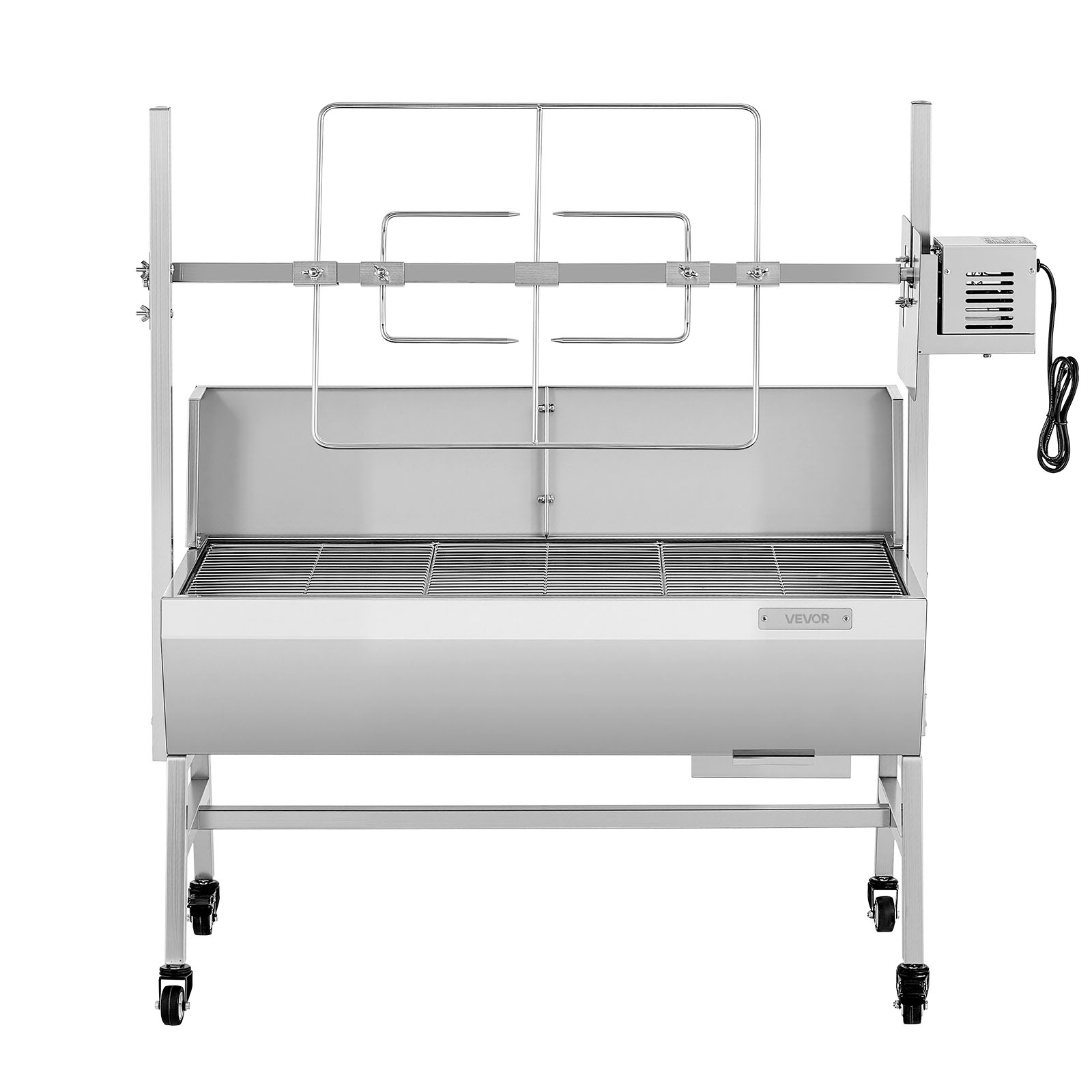 Barbecue a Carbone con Girarrosto Elettrico VEVOR, Motore 38 W, Carico 60 kg, Spiedo 94 cm, Senza Coperchio, 7 Altezze - 9