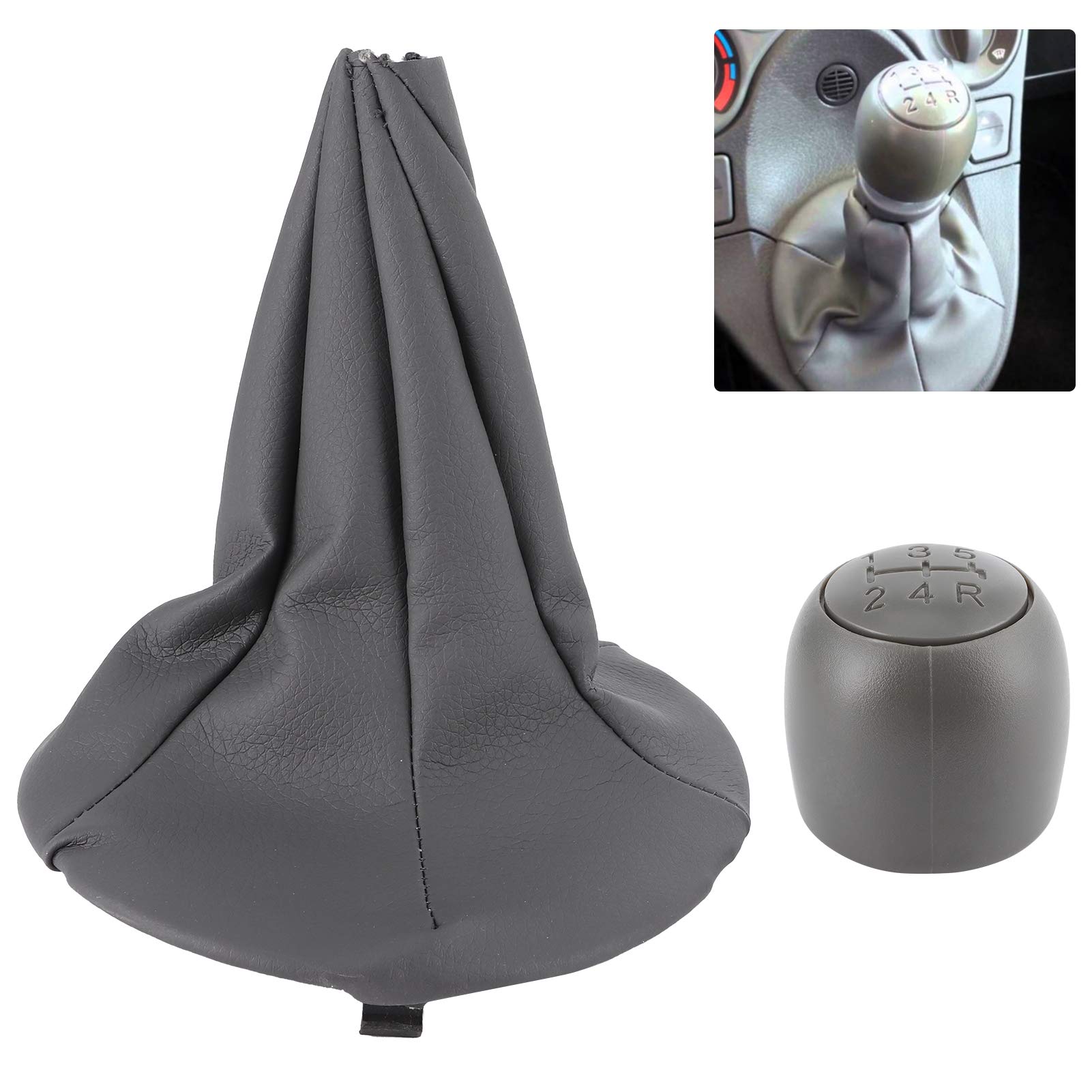 Pommeau de levier de vitesse à 5 vitesses avec colliers de protection anti-poussière de remplacement pour Fiat Panda/500 500C - 5