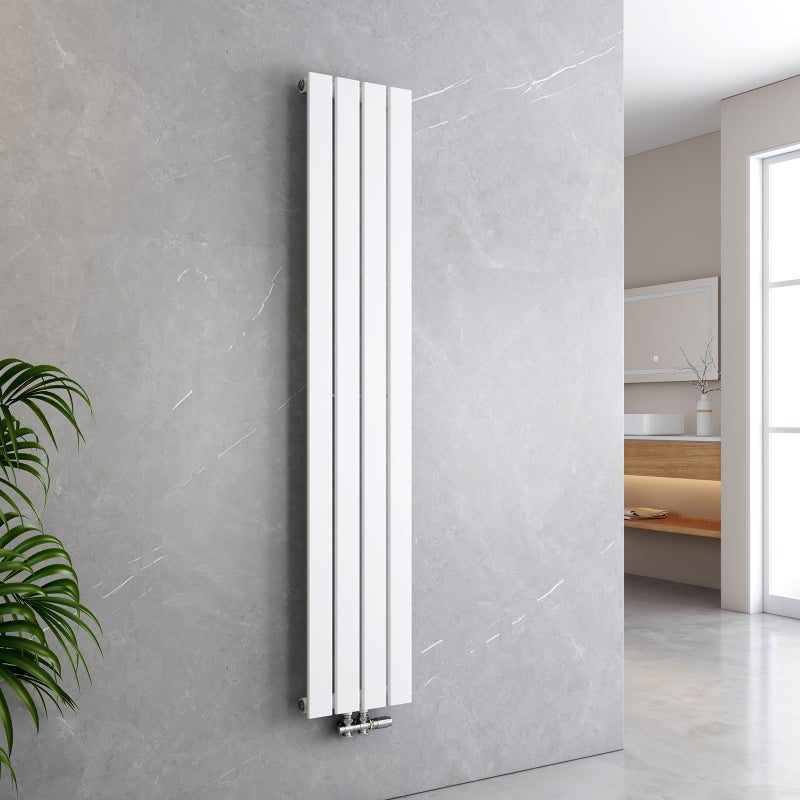 EMKE Grzejnik Stalowy Podwójny Pionowy 889W, 160x30,4 cm, 4 bar, do 12 m² – Biały