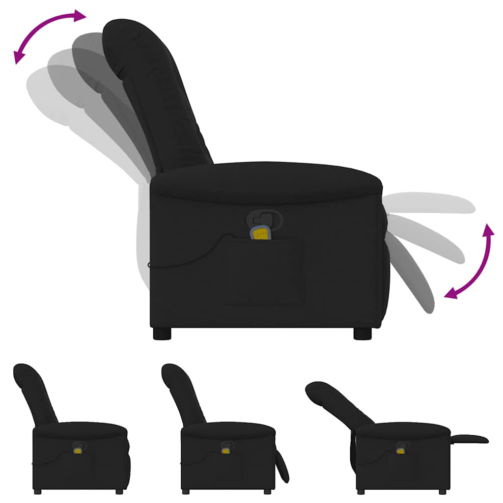 Fauteuil de massage inclinable en tissu noir - 7