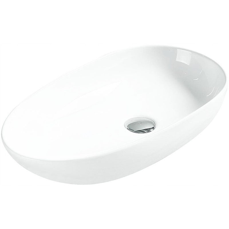 Lavabo Ovale Céramique Blanc 64x36.5 Cm Avec Bonde - Bestpriceparts 490008663