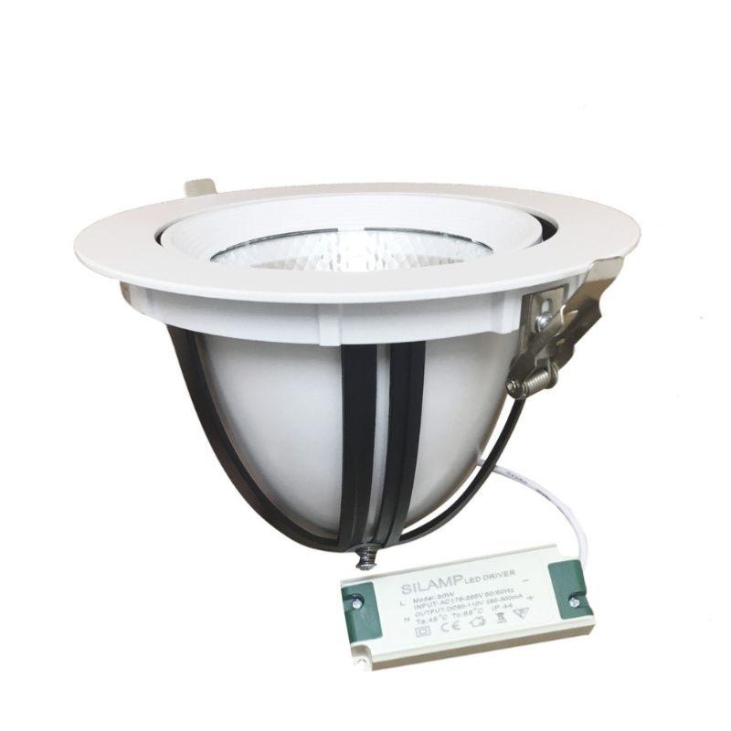 Spot LED Rond Encastrable Orientable COB Blanc 30W - Blanc Chaud 2300K - 3500K - SILUMEN - 4