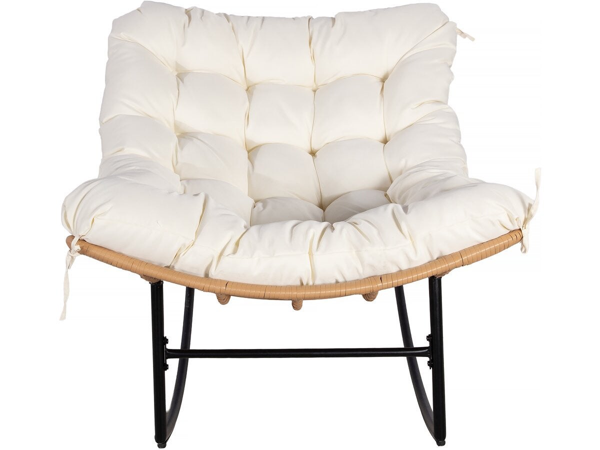 Fauteuil à bascule papasan avec coussin intérieur/extérieur 
