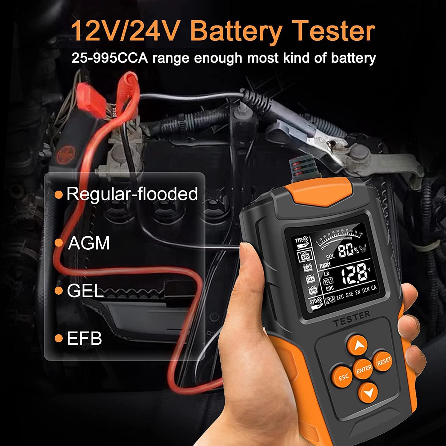Testeur de batterie de voiture 12 V 24 V, analyseur numérique de batterie automobile, outil de diagnostic précis - 4