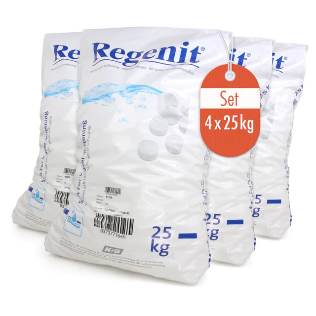 4 x 25 kg Comprimés de sel évaporé Regenit® pour la régénération des adoucisseurs d'eau