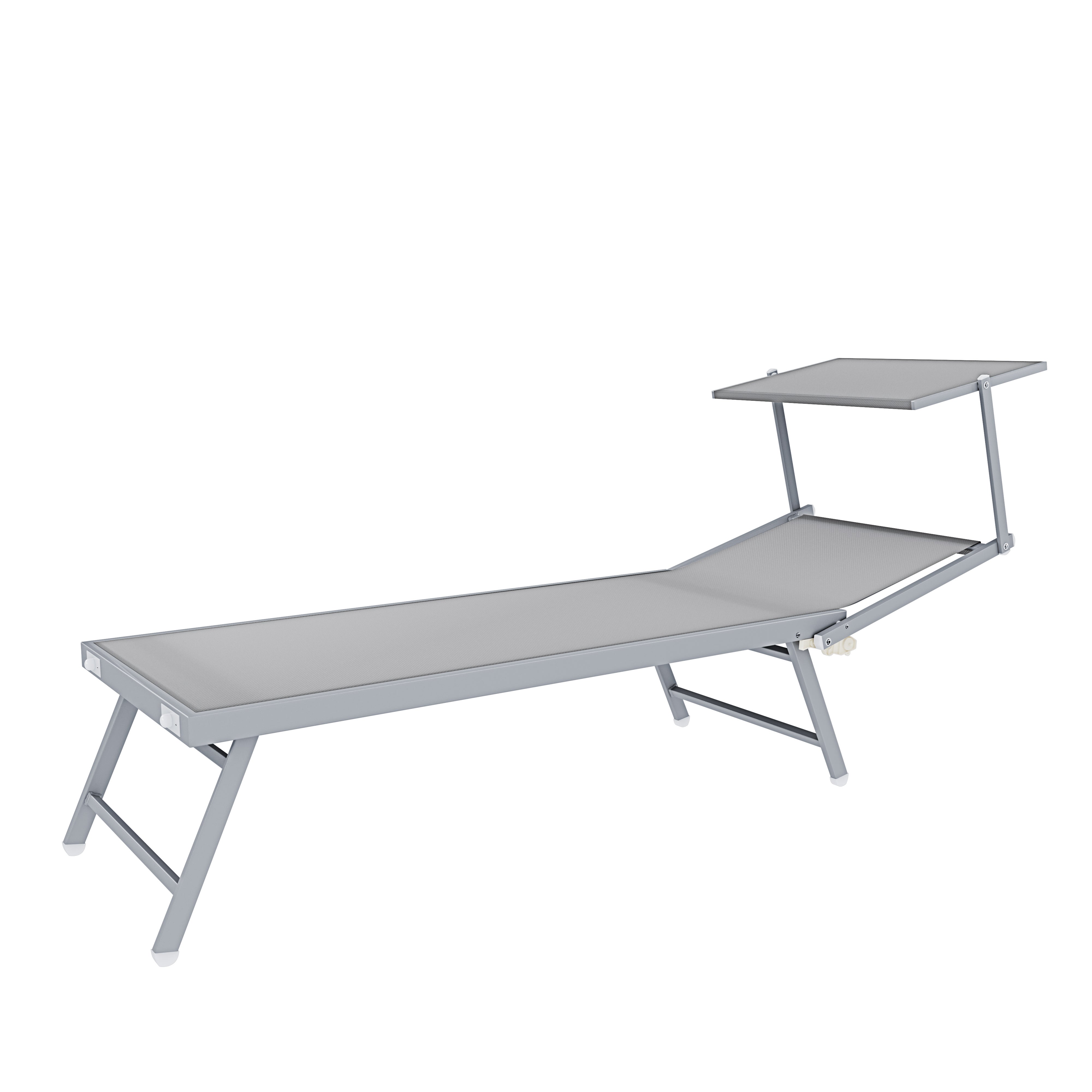 Coppia Di Lettini Grigio Prendisole Pieghevole Professionale In Alluminio Tettuccio Orientabile Tettino Parasole Sdraio Lettino 182 x 60 x 38 cm - 5