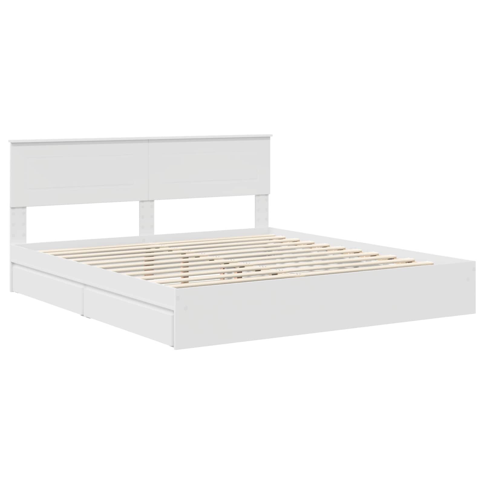 Lit de rangement réglable blanc 180 x 200 cm en panneau de bois - 4