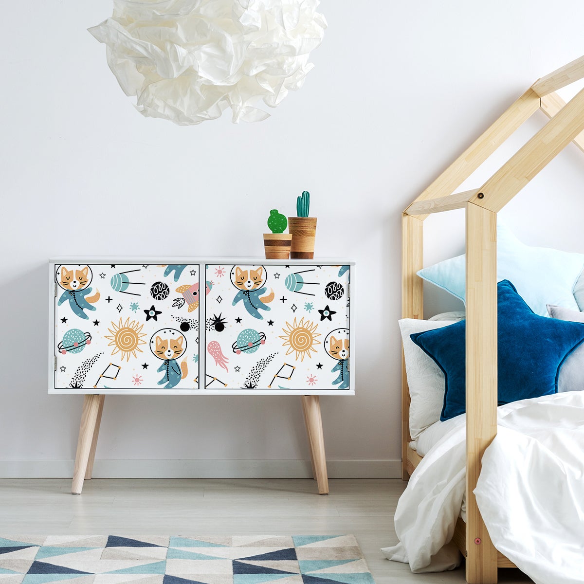 Pegatina muebles para niños animales en el espacio - adhesivo de pared - revestimiento sticker mural decorativo - 40x60cm - 3