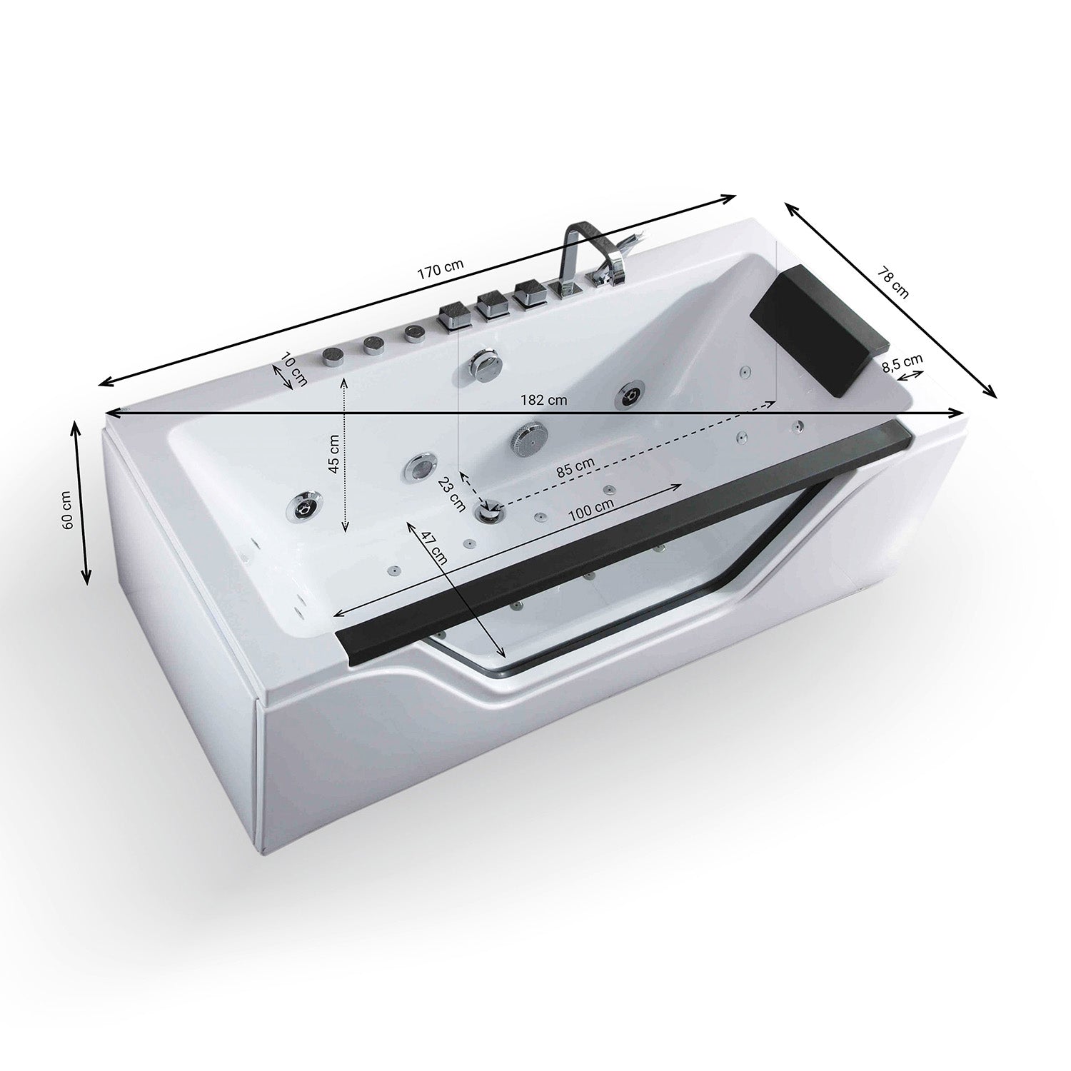 Baignoire Balnéo Tahiti Jets 170 x78 x60 cm, by SPALINA - 2