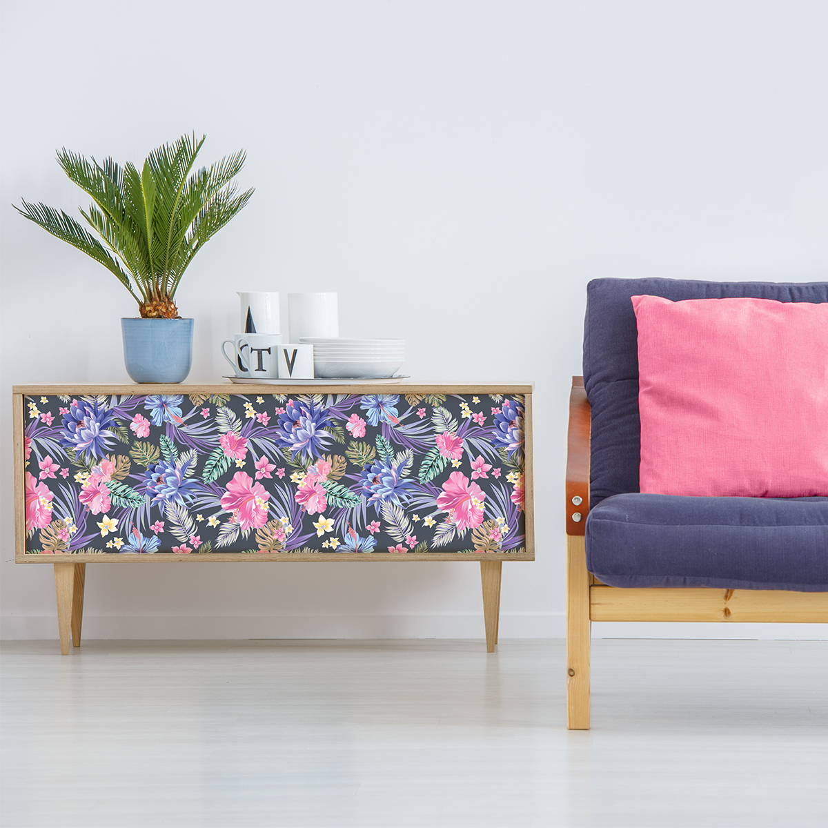 Vinilo muebles tropical del rio - adhesivo de pared - revestimiento sticker mural decorativo - 60x90cm