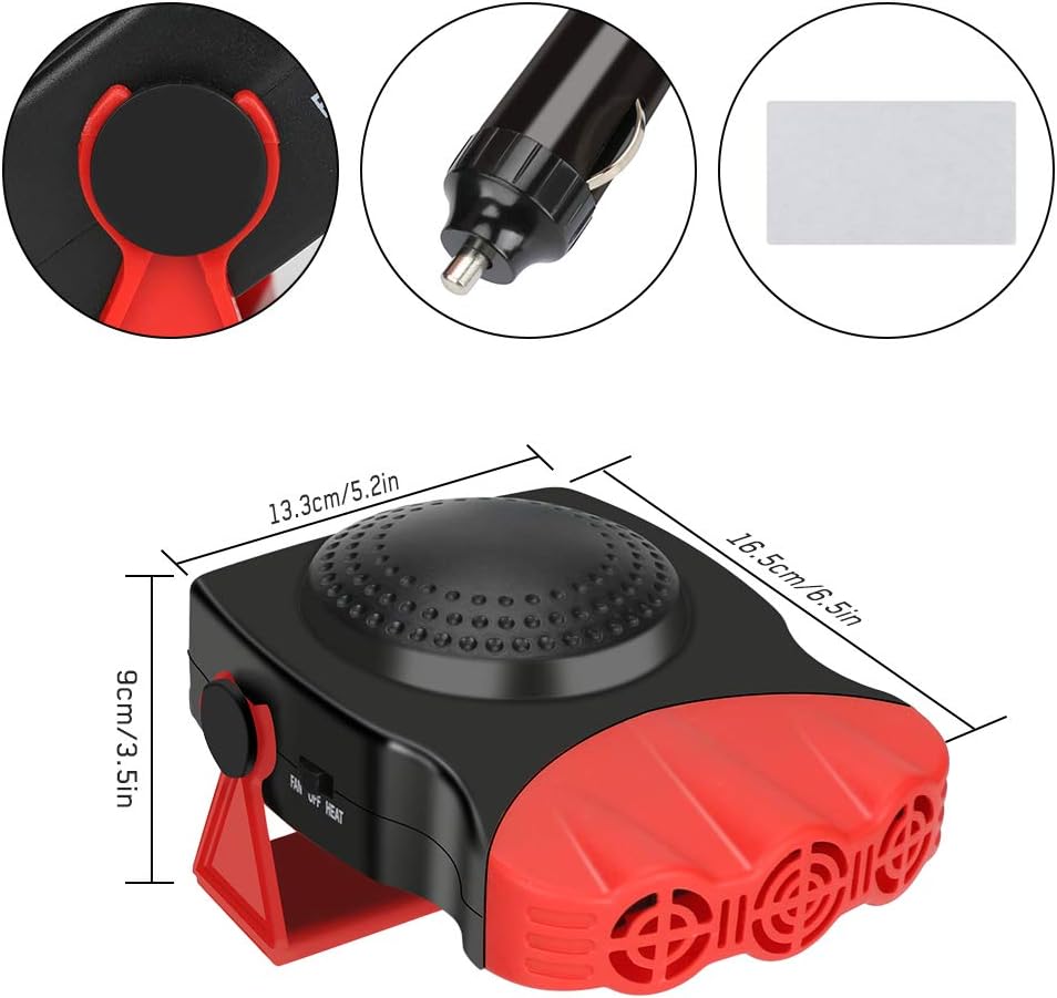 Riscaldatore Auto 12V 150W 2 In 1 Con Sbrinatore - Termoventilatore Per Accendisigari, Regolabile E Girevole 360°, Per Auto, Camper E Camion