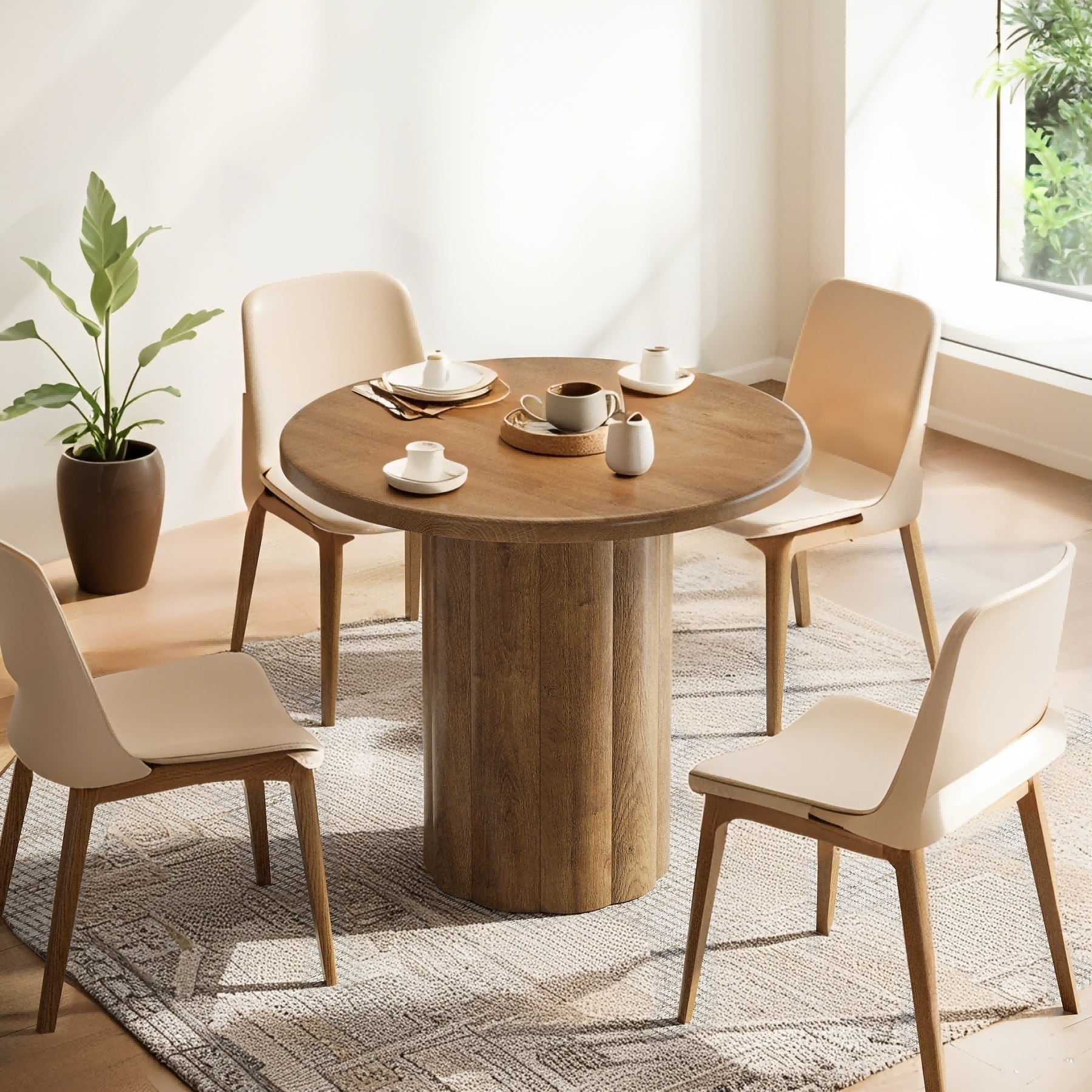 Table à Manger Ronde 80 cm pour 2-4 Personnes, Petite Table de Cuisine ...