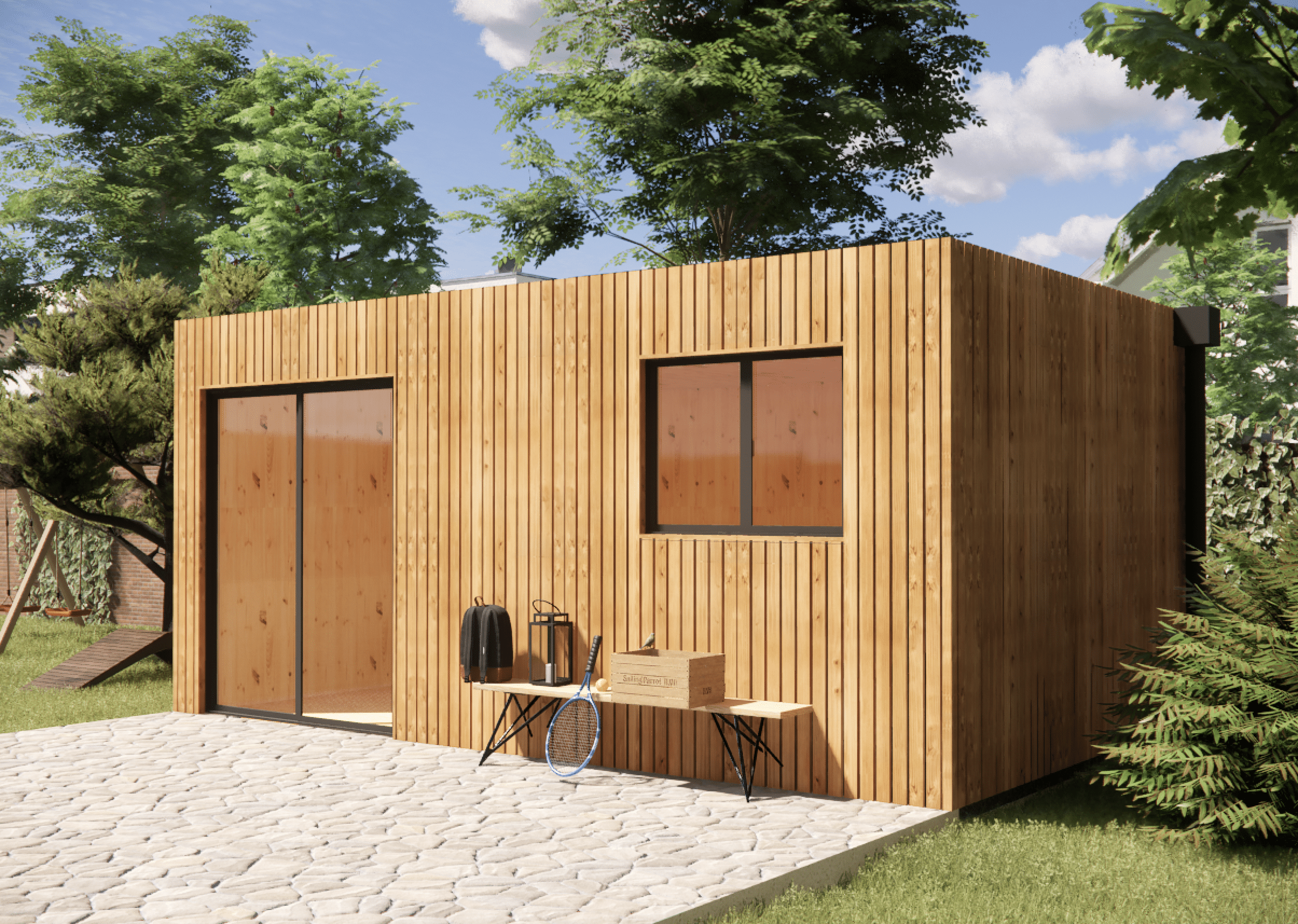 Studio de jardin habitable en bois 5,5 x 3,5 x 2,7 m / menuiseries alu k-line - 6