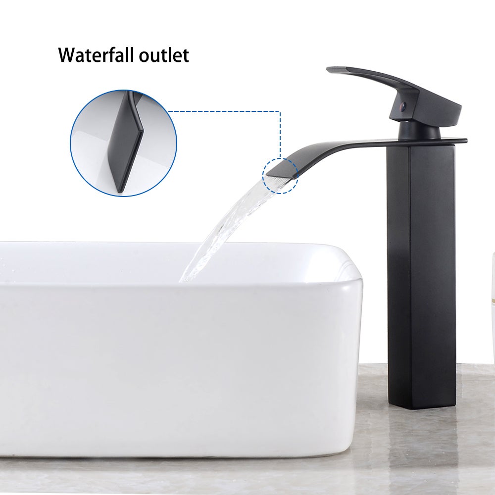 Auralum max Mitigeur de Lavabo Noir XL Robinet de Lavabo en Cascade Robinet pour Salle de Bain Mitigeur de lavabo et vasque - 3