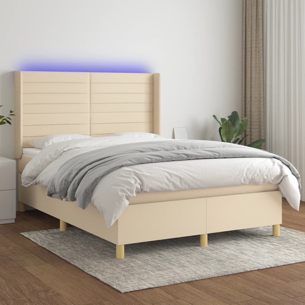 Lit LED Paris avec matelas et sommier 140x200 noir