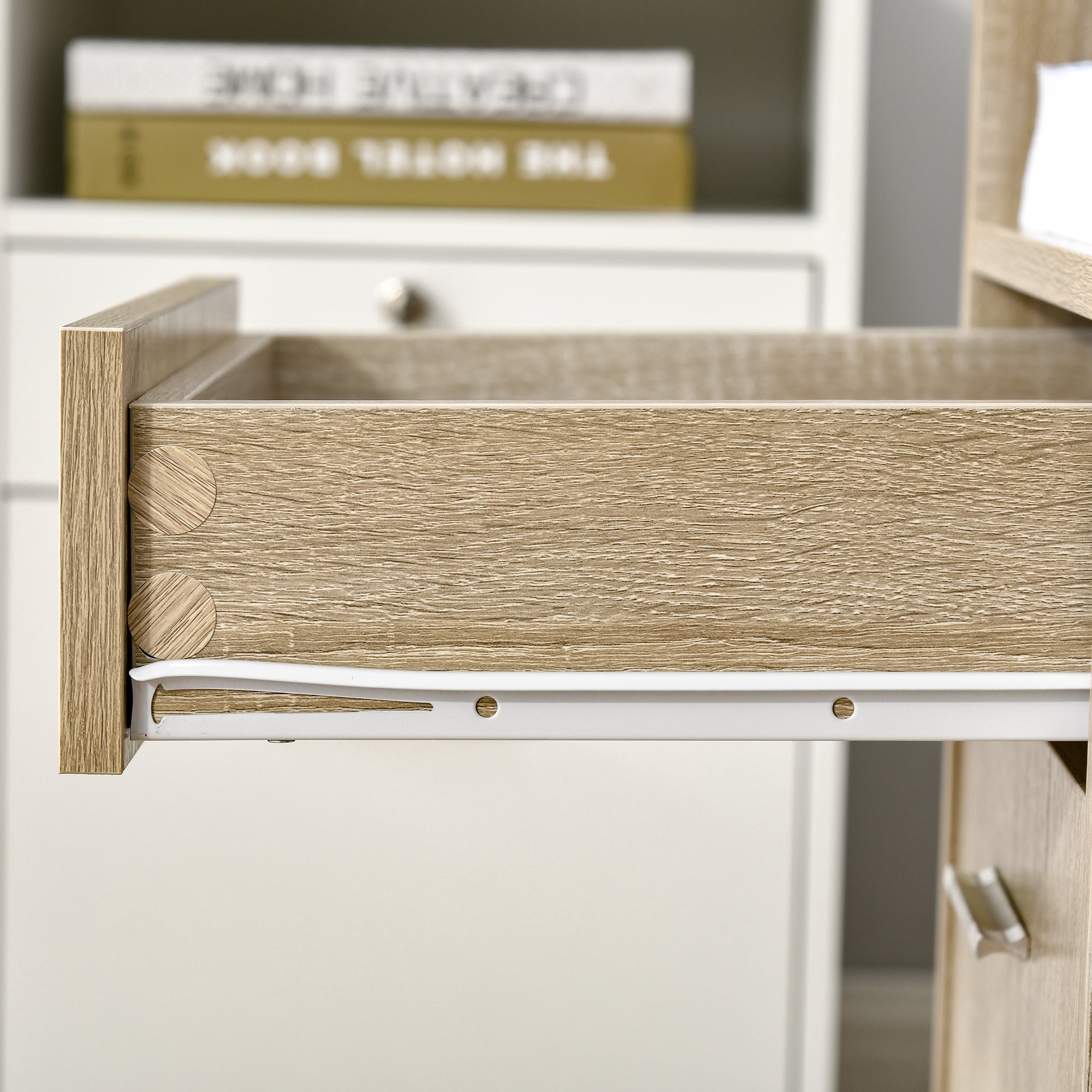 Vinsetto Mobile Porta Stampante, Mobile Ufficio, Mobiletto Basso, Mobile Multiuso Con 4 Ruote, Rovere, 80x40x72cm - 8