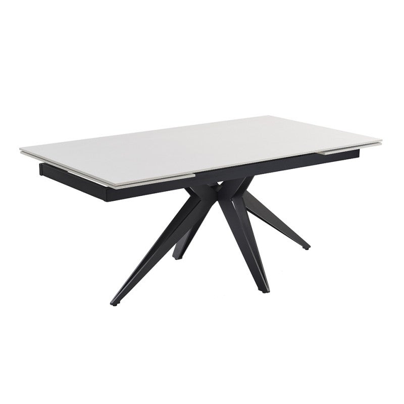 Table extensible 180 à 260 cm céramique blanc pied étoile OREGON 06