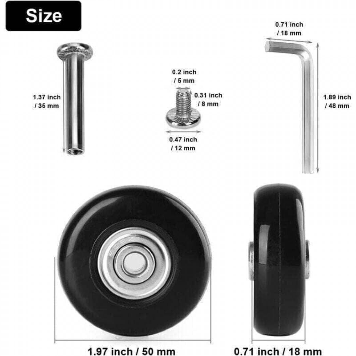 Set Di Ruote Di Ricambio Per Valigie | Diametro 5.5 Cm, In Nylon, Girevoli E Silenziose, Per Bagagli