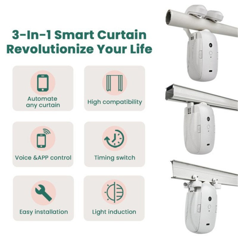 Lot de 2 moteurs de rideaux intelligents Tuya commande vocale Bluetooth application minuterie compatible Google Home tringle romaine - 7
