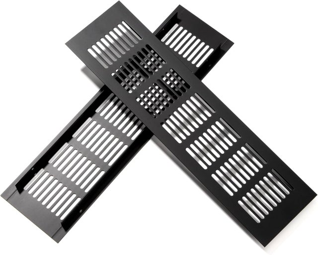 Grille d'aération en Aluminium Grille de Ventilation Rectangulaire pour la Ventilation des Placards et des Chambres 30x8cm Noir 2 Pièces