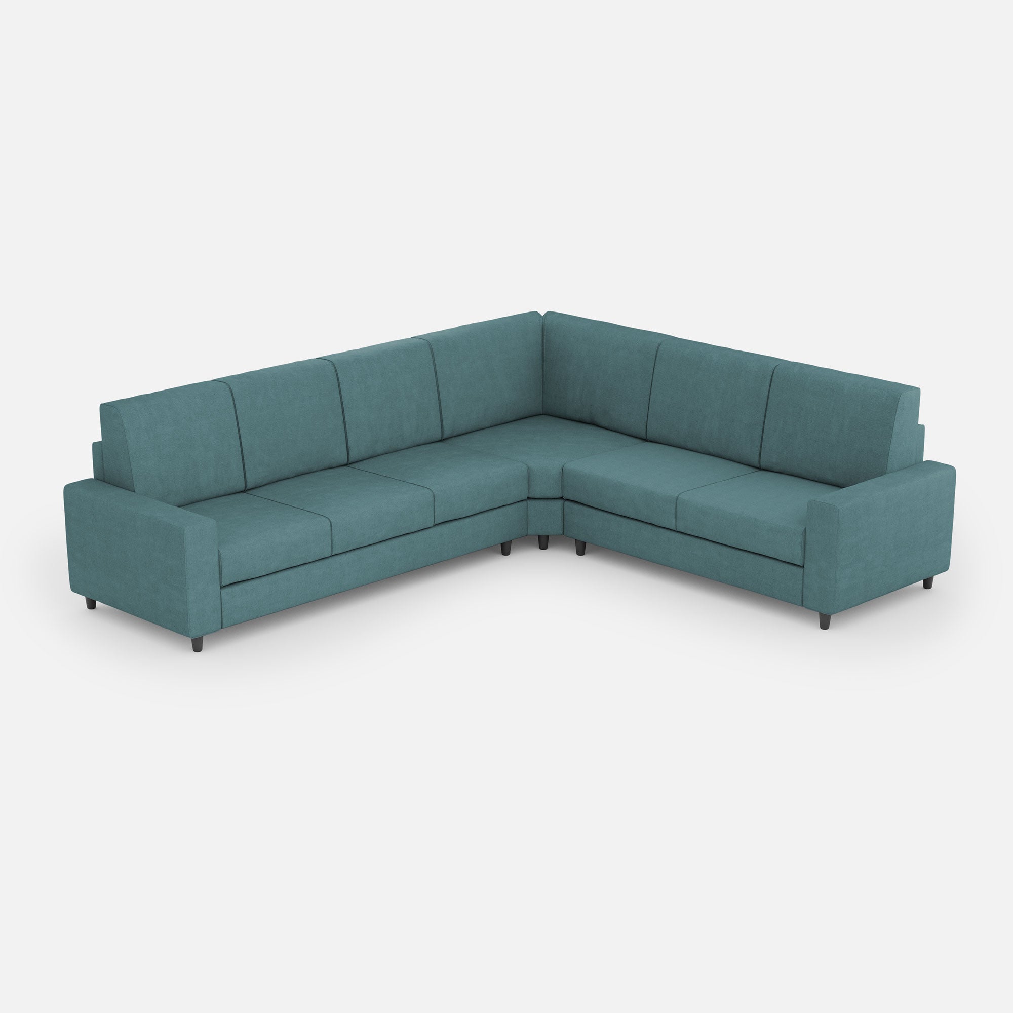 Sofá sakar de 3 plazas (tres plazas de 60 cm) + rincón + sofá de 2 plazas (dos plazas de 60 cm) dimensiones exteriores l.286x226 color petróleo