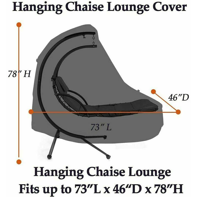 Couverture de chaise suspendue imperméable avec fermeture éclair, housse pour fauteuil de jardin et chaise longue courbe anti-poussière - 4