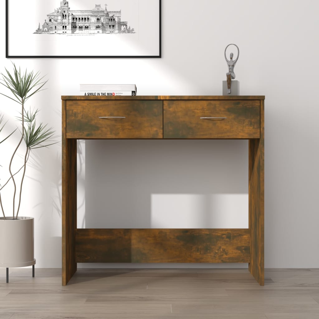 Bureau，Table de travail，Table d'étude Chêne fumé 80x40x75 cm Bois d'ingénierie CWV45766 - 2