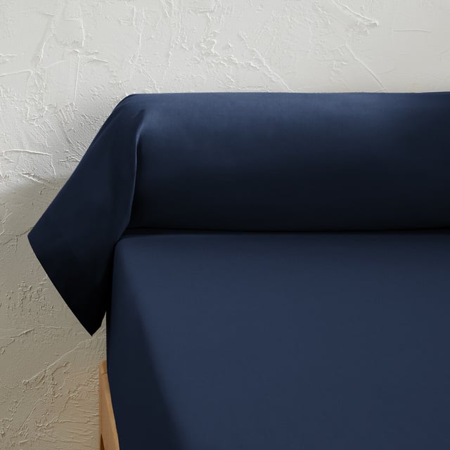 Taie de traversin unie en coton, Scenario - Marine - 85 x 185 cm