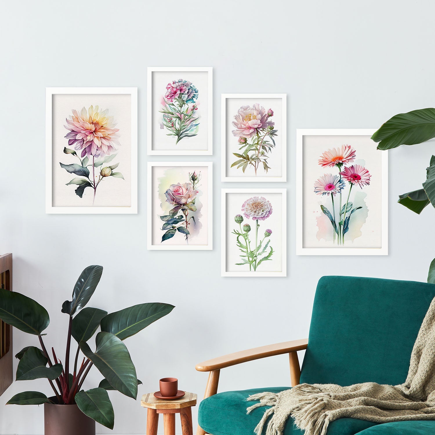 Różane plakaty pełne kolorowe ilustracje natury i botaniki z motywami kwiatowymi na białym tle nowoczesny design dla A4 i A3 bez ramki - 2