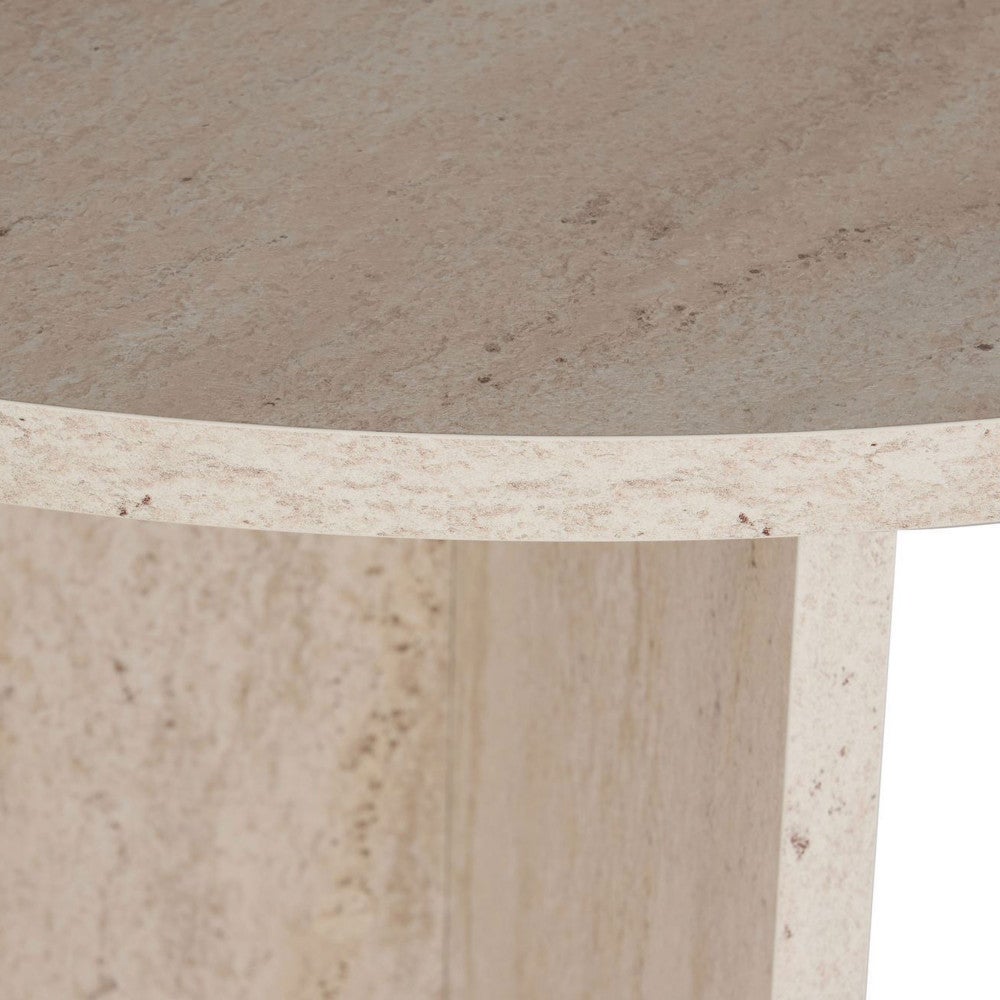 Sam - Table à manger 8 personnes effet travertin - Beige - 8
