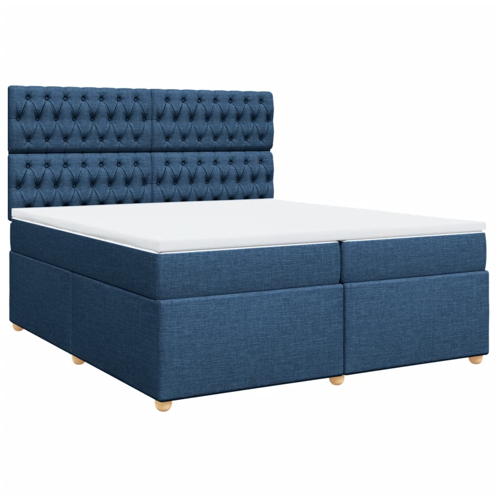 Maison Exclusive - Sommier à lattes de lit avec matelas Bleu 200x200 cm Tissu - 2