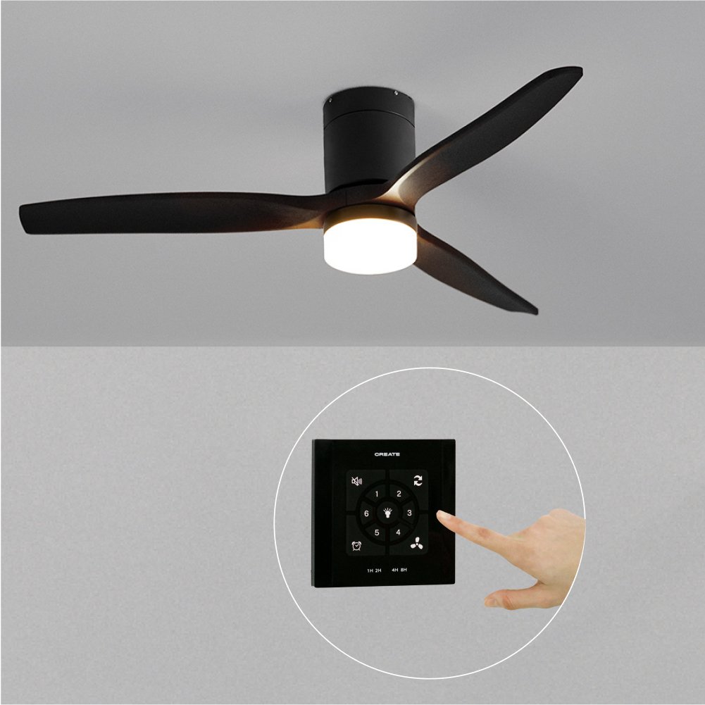 CREATE - WIND CALM M - Ventilateur de plafond silencieux 40W avec pales techniques en ABS Ø132cm avec eclaraige avec contrôleur mural - 2