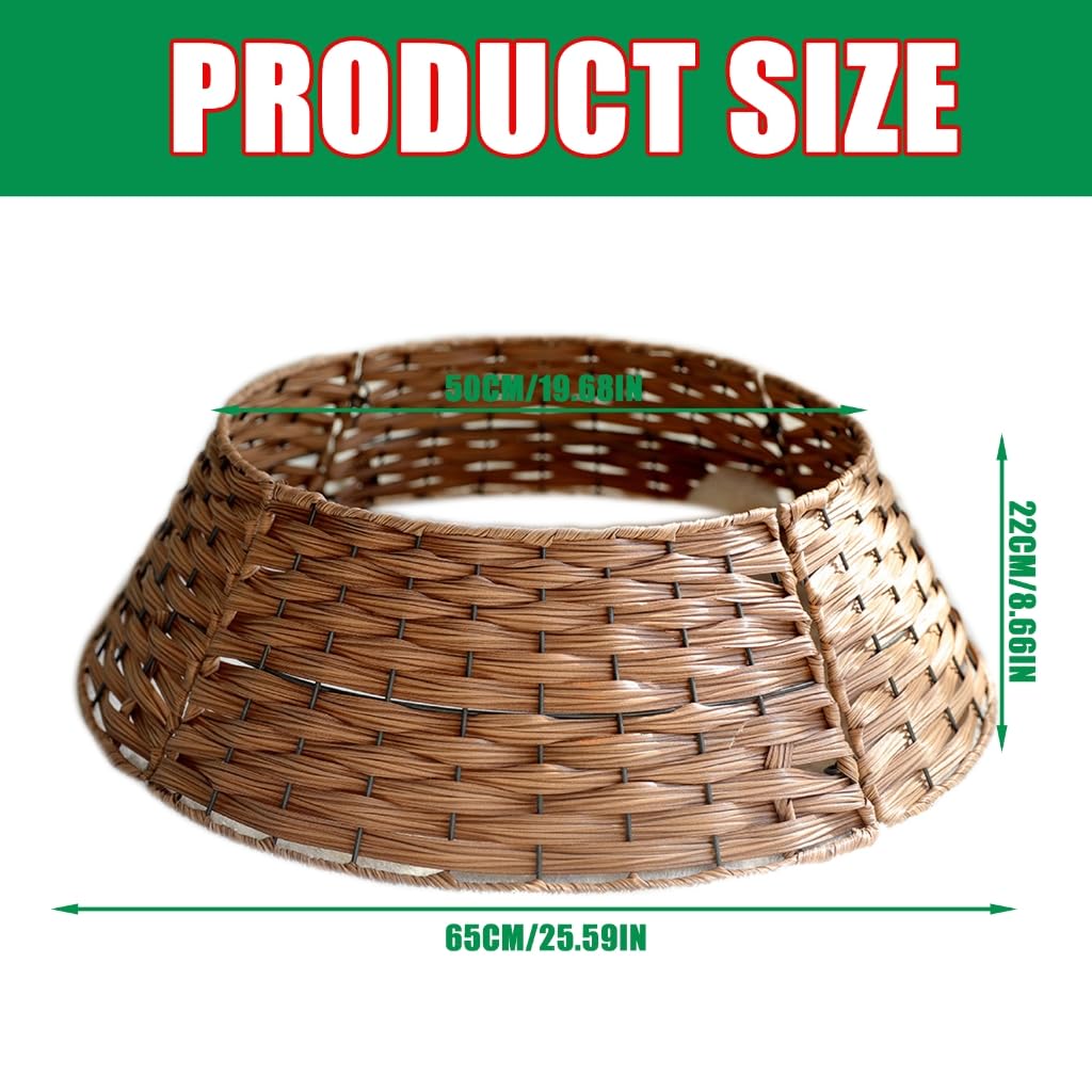 Bomclap Jupe De Sapin De Noël En Rotin Artificiel - Panier Rond 70x50x26 Cm - Couleur Naturelle
