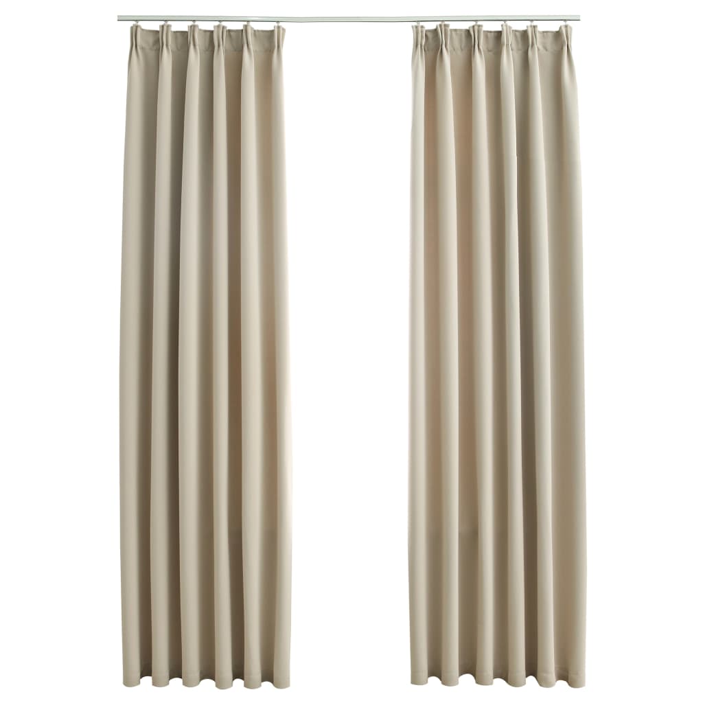 2 piezas cortinas opacas | cortinas oscurantes con ganchos beige 140x245 cm cfw31358